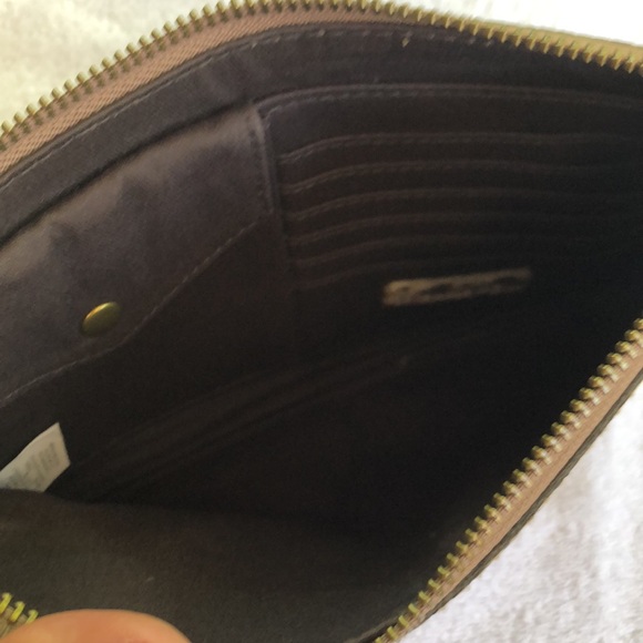 Madewell Leather clutch zipper closure snakeskin design change purse 7 card slot - Picture 5 of 7